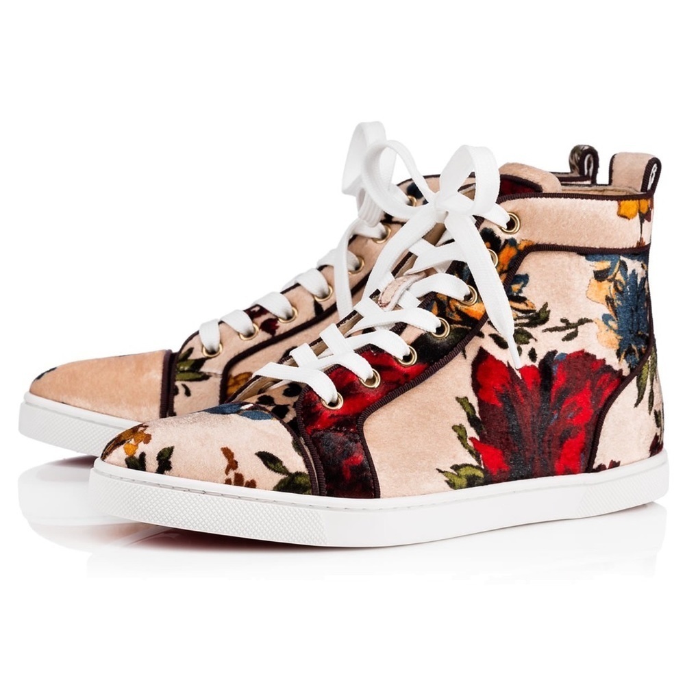 Christian Louboutin Bip Bop Orlato Velvet Floral Sneakers – Size 6 / 36
